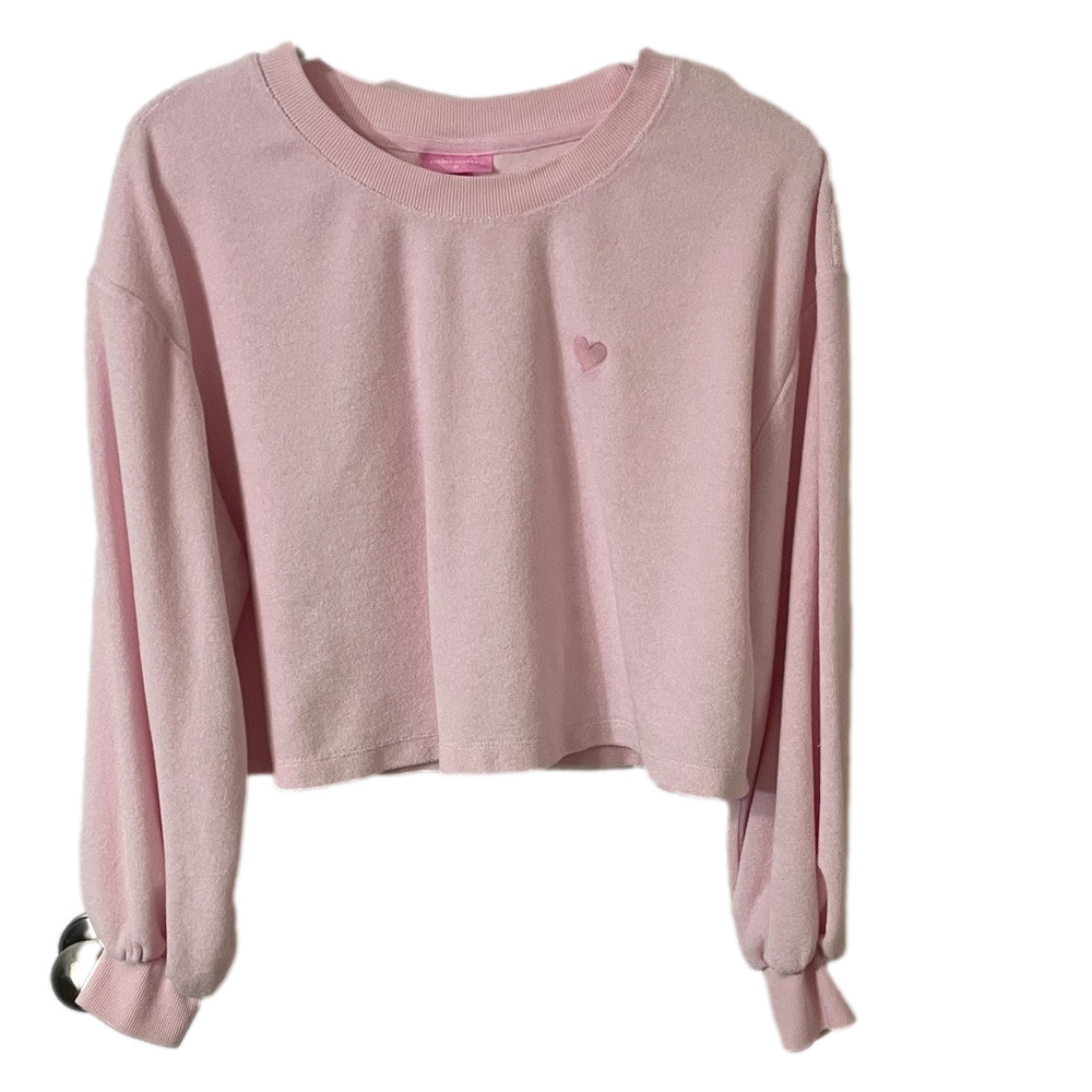 Stoney Clover Lane Pink Cropped Terry Top Size Large